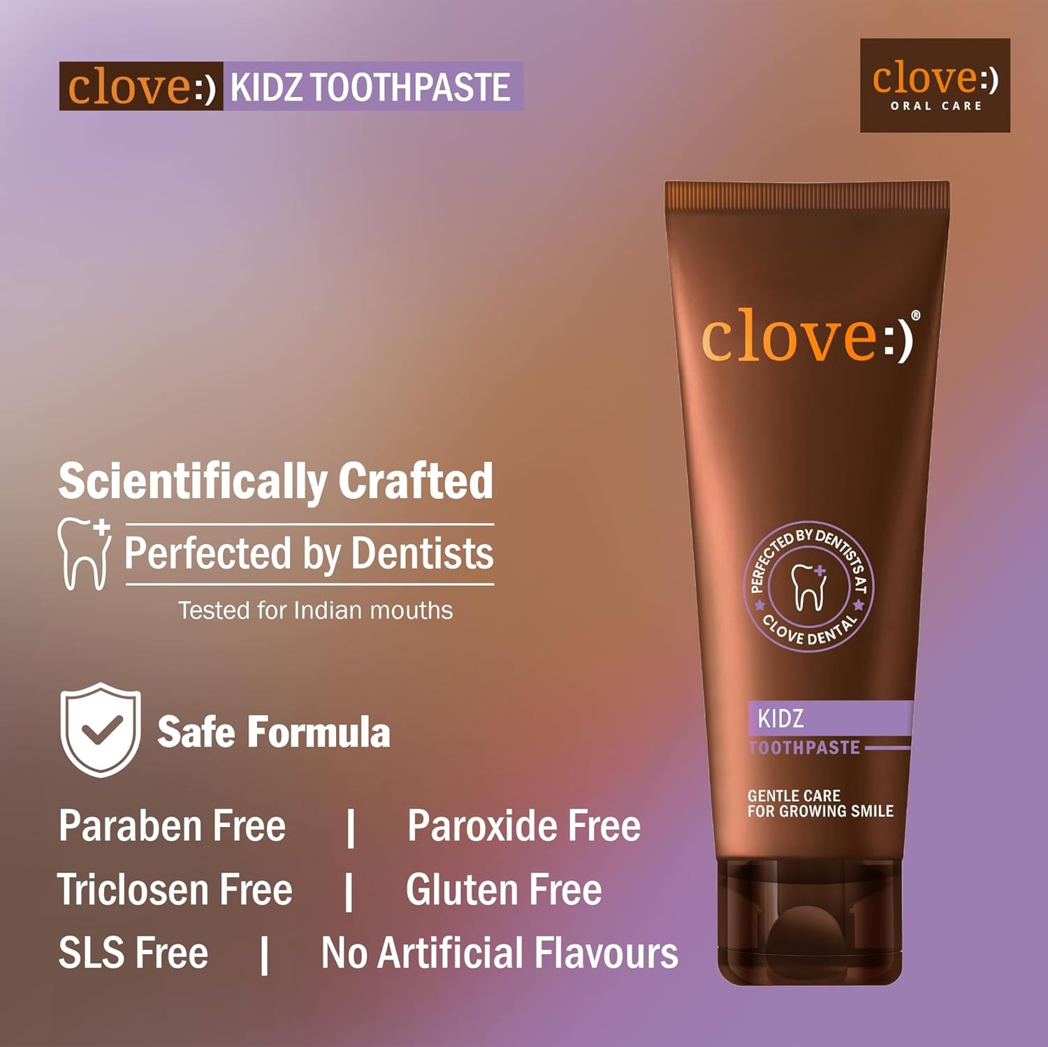 Clove Kids Toothpaste (3+years) Natural Strawberry Flavour, FREE Dental Consultation with Every Pack, Color Changing, Cavity protection, SLS Free, Triclosan Free, No artificial Flavours 100g