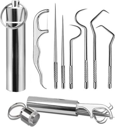 AVALENT Dental Tools, 7 in 1 Stainless Steel Teeth Cleaning Tool Kit, Stainless Steel  (3.54 inch)